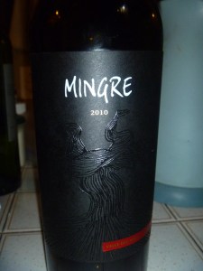 Mingre, a premium wine from Gilmore, 40% cabernet sauvignon, 30% syrah, 30% carmenere
