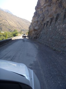 Top right you see an irrigation tunnel through the rock--they can't widen the road without breaking into it.