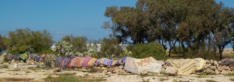 Daily life intrudes on the landscape.