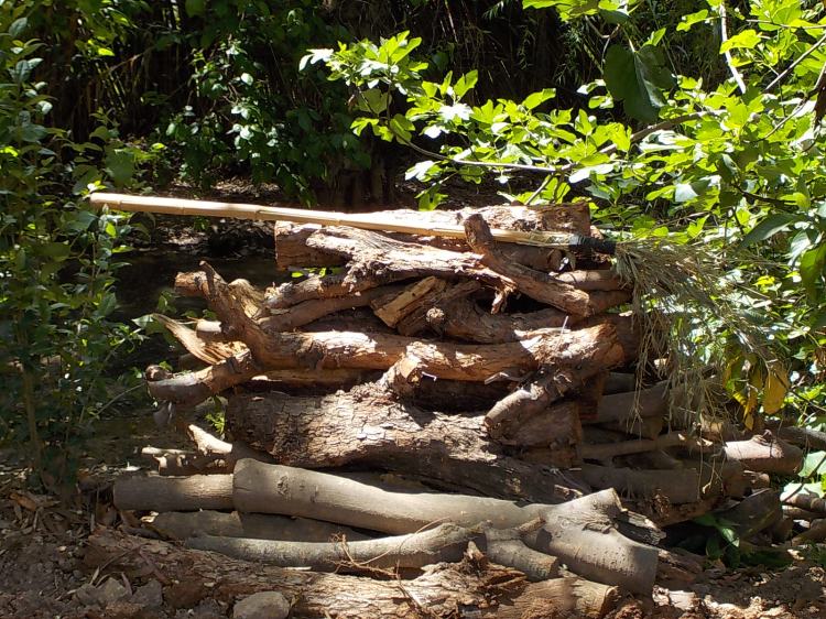 The gardener made his own broom.