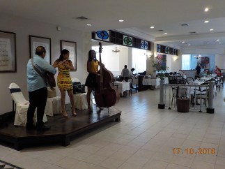 Music at Breakfast--don't forget to tip.